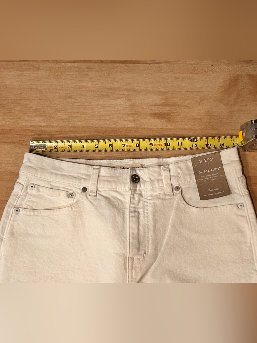 ๐ NWT Madewell Tile White The Petite '90s Straight Jean Size 29P - Picture 15 of 16